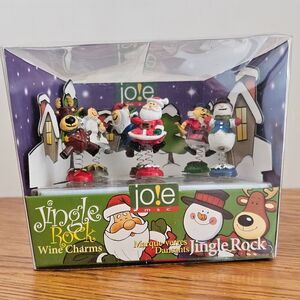 Wine Charms Christmas Jingle Rock Suction Spring Set of 6 Joie New